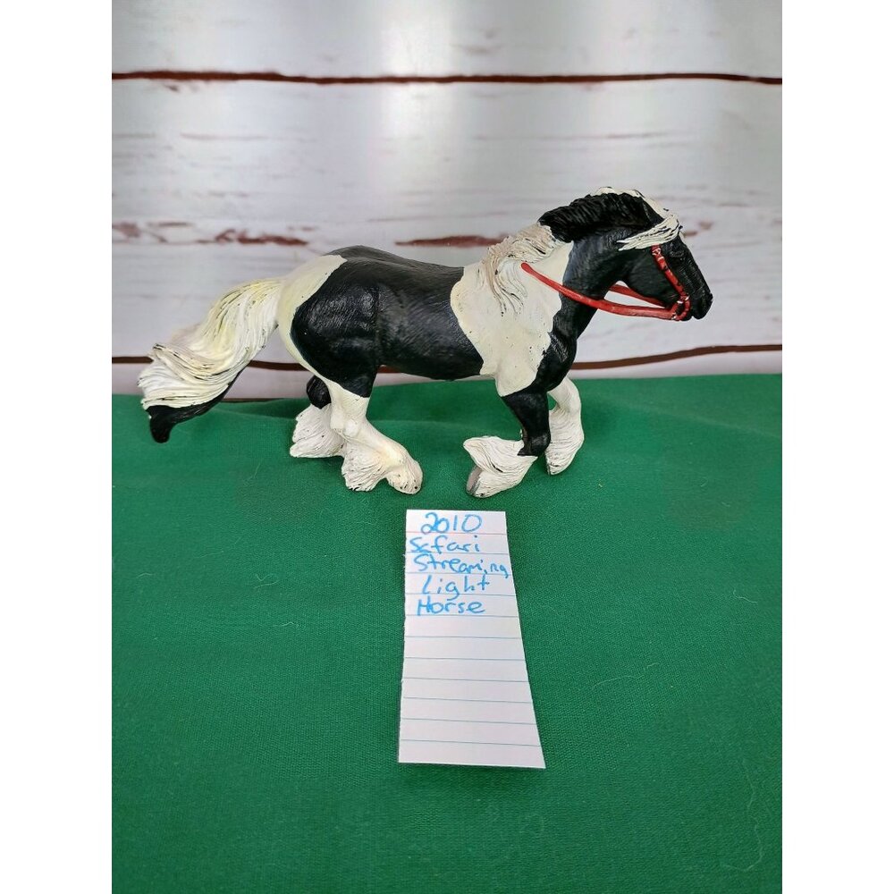 Safari Ltd Streaming Light Black &amp;‎ White Paint Horse Tinker Stallion Figure